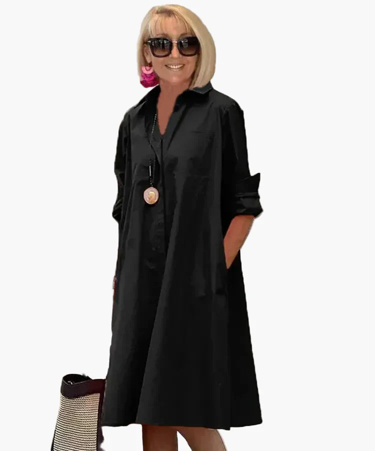 Damen Hemdblusenkleid für Freizeit und Alltag – Moderner, lockerer Schnitt, eleganter Stil - Image 2