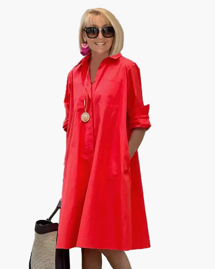 Damen Hemdblusenkleid für Freizeit und Alltag – Moderner, lockerer Schnitt, eleganter Stil - Image 5