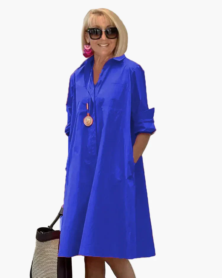 Damen Hemdblusenkleid für Freizeit und Alltag – Moderner, lockerer Schnitt, eleganter Stil - Image 6