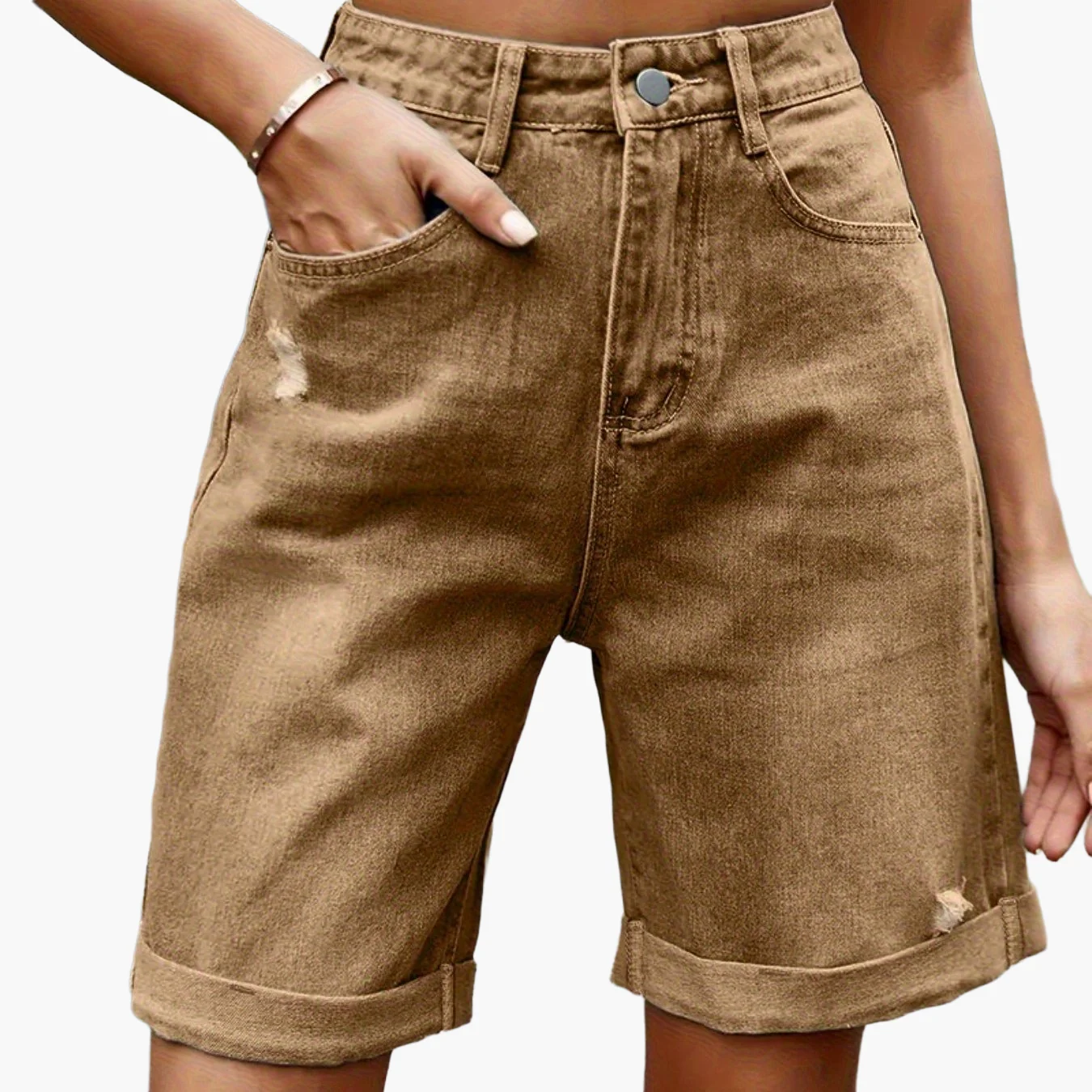 Damen High Waist Jeans Bermudashorts im Casual Look für Sommer - Image 12