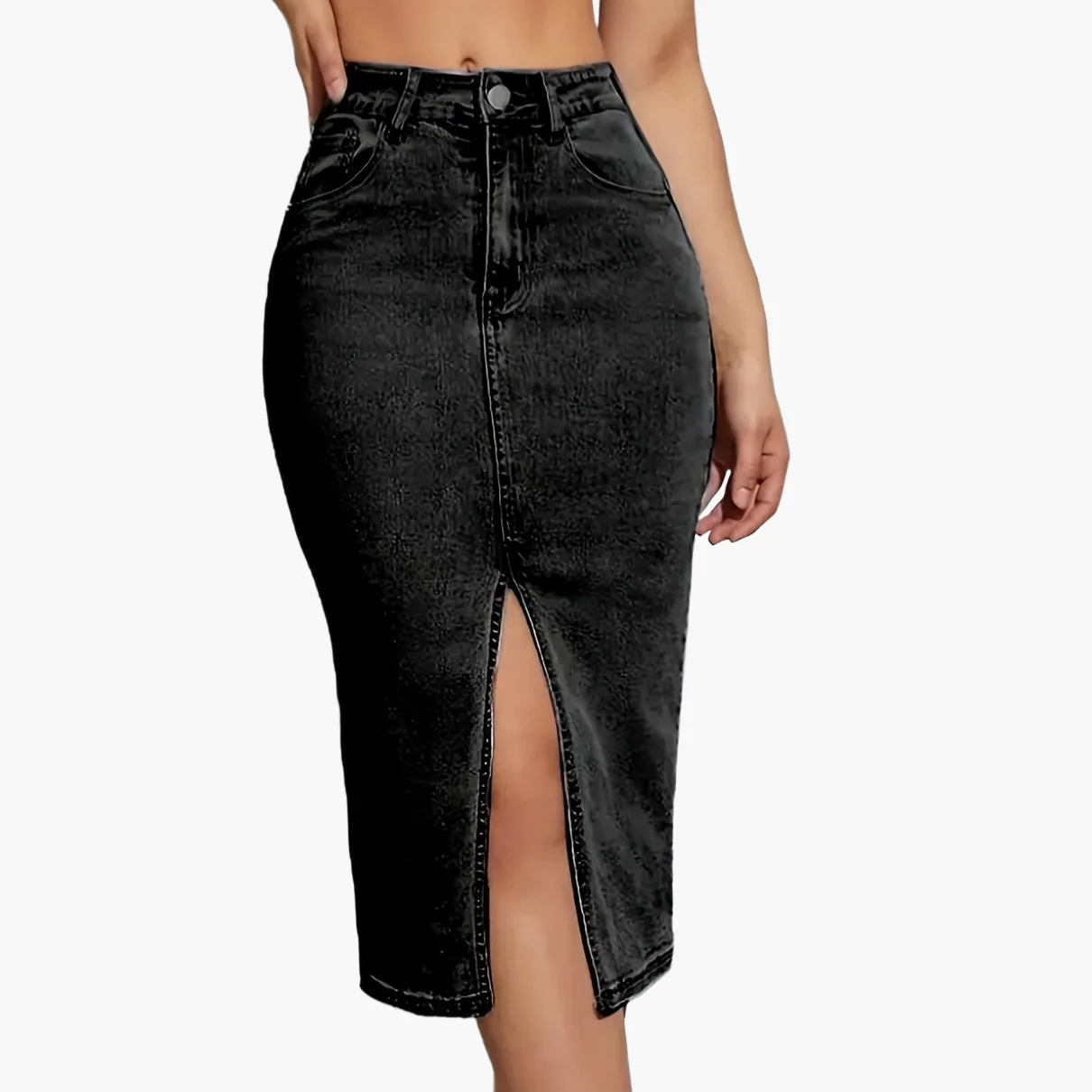 Damen High Waist Jeansrock mit Schlitz – Modischer Casual Style für Alltag & Freizeit - Image 12