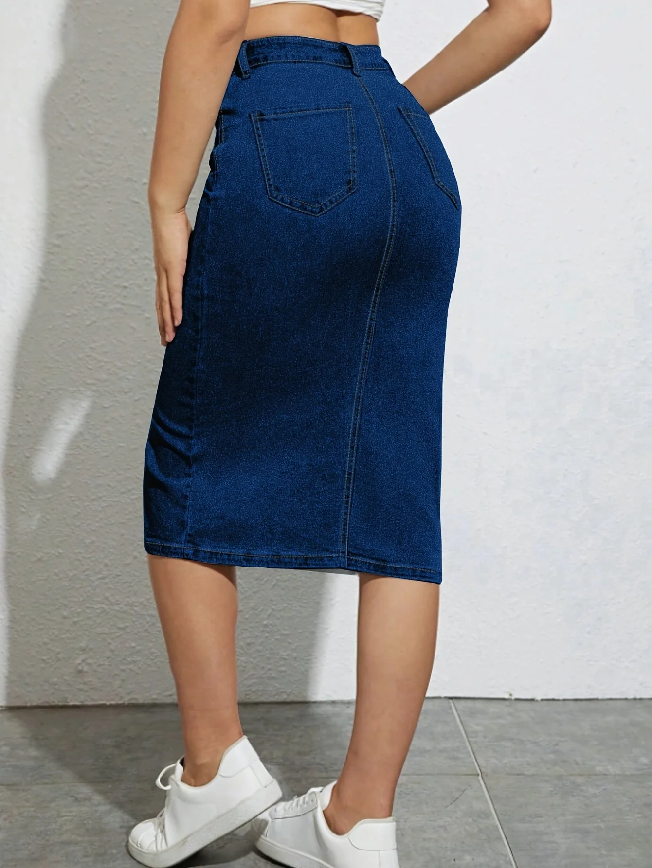 Damen High Waist Jeansrock mit Schlitz – Modischer Casual Style für Alltag & Freizeit - Image 4