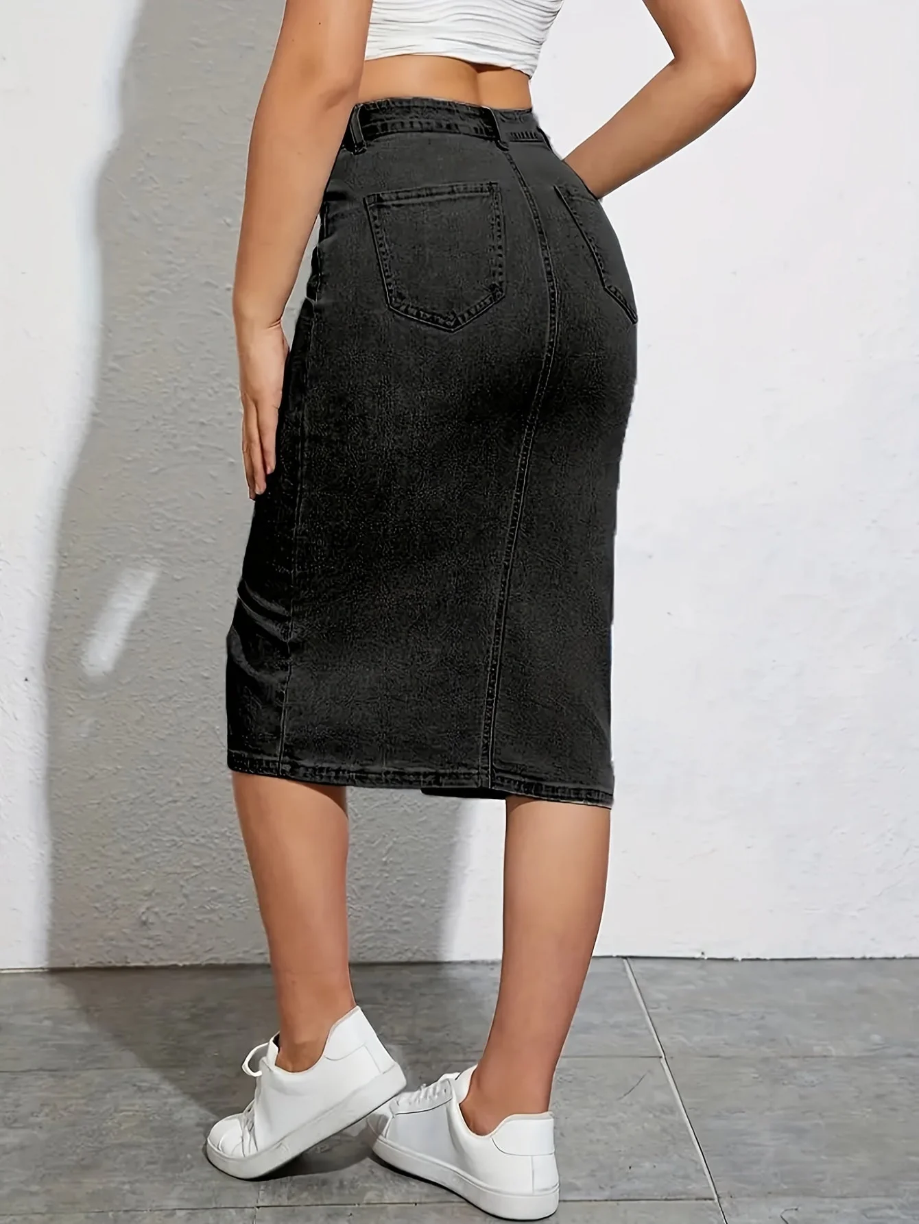 Damen High Waist Jeansrock mit Schlitz – Modischer Casual Style für Alltag & Freizeit - Image 5