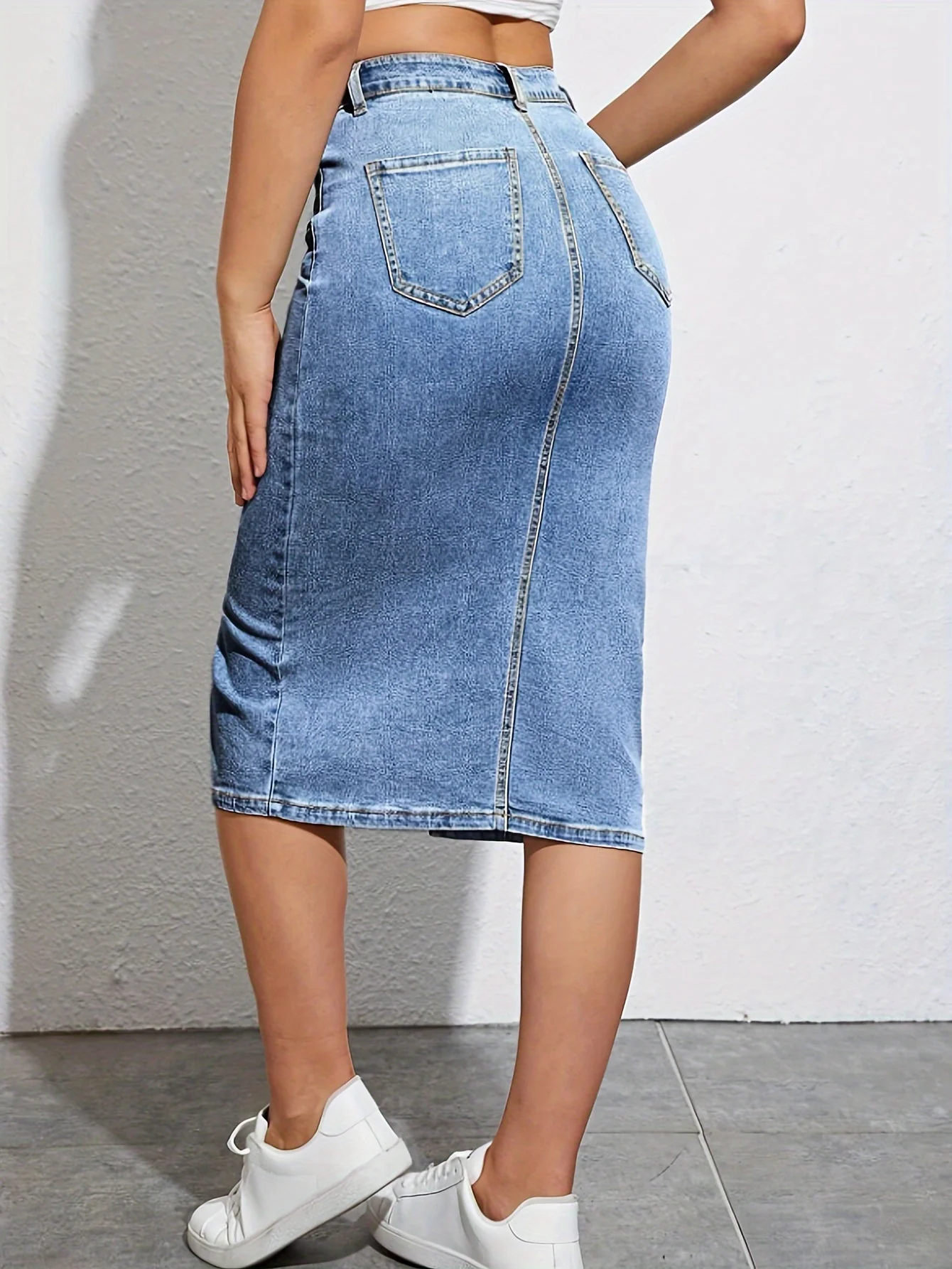 Damen High Waist Jeansrock mit Schlitz – Modischer Casual Style für Alltag & Freizeit - Image 9