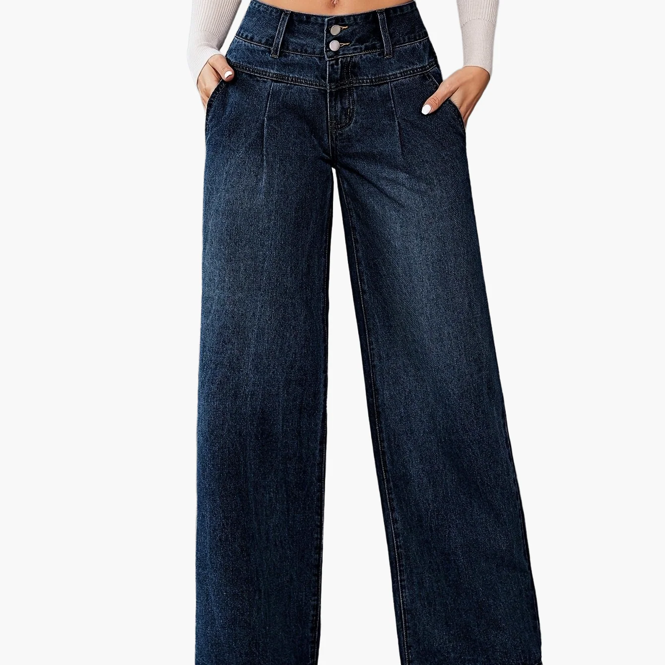 Damen High Waist Weit Bein Jeans – Modische Schlaghose für Alltag und Freizeit - Image 11