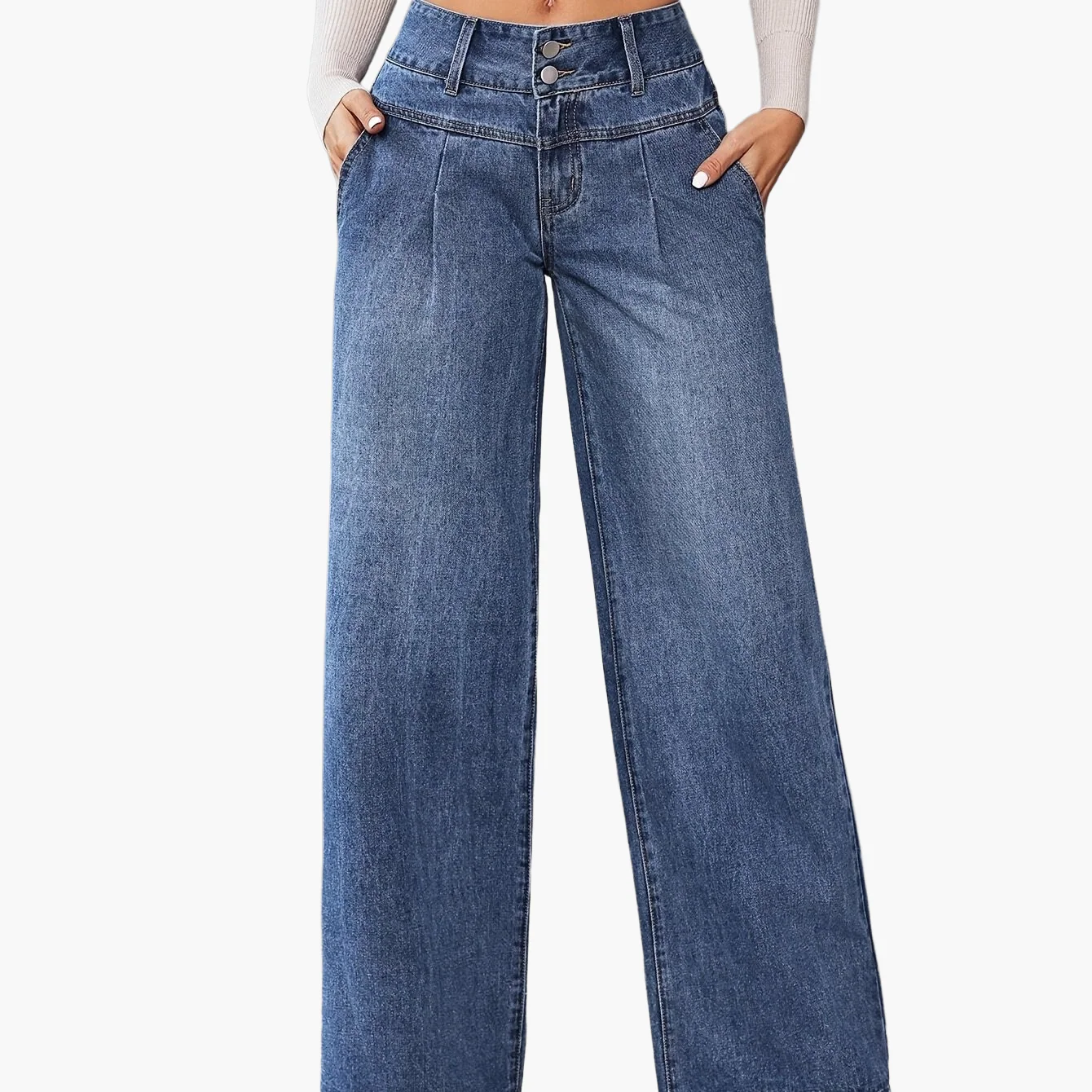 Damen High Waist Weit Bein Jeans – Modische Schlaghose für Alltag und Freizeit - Image 12