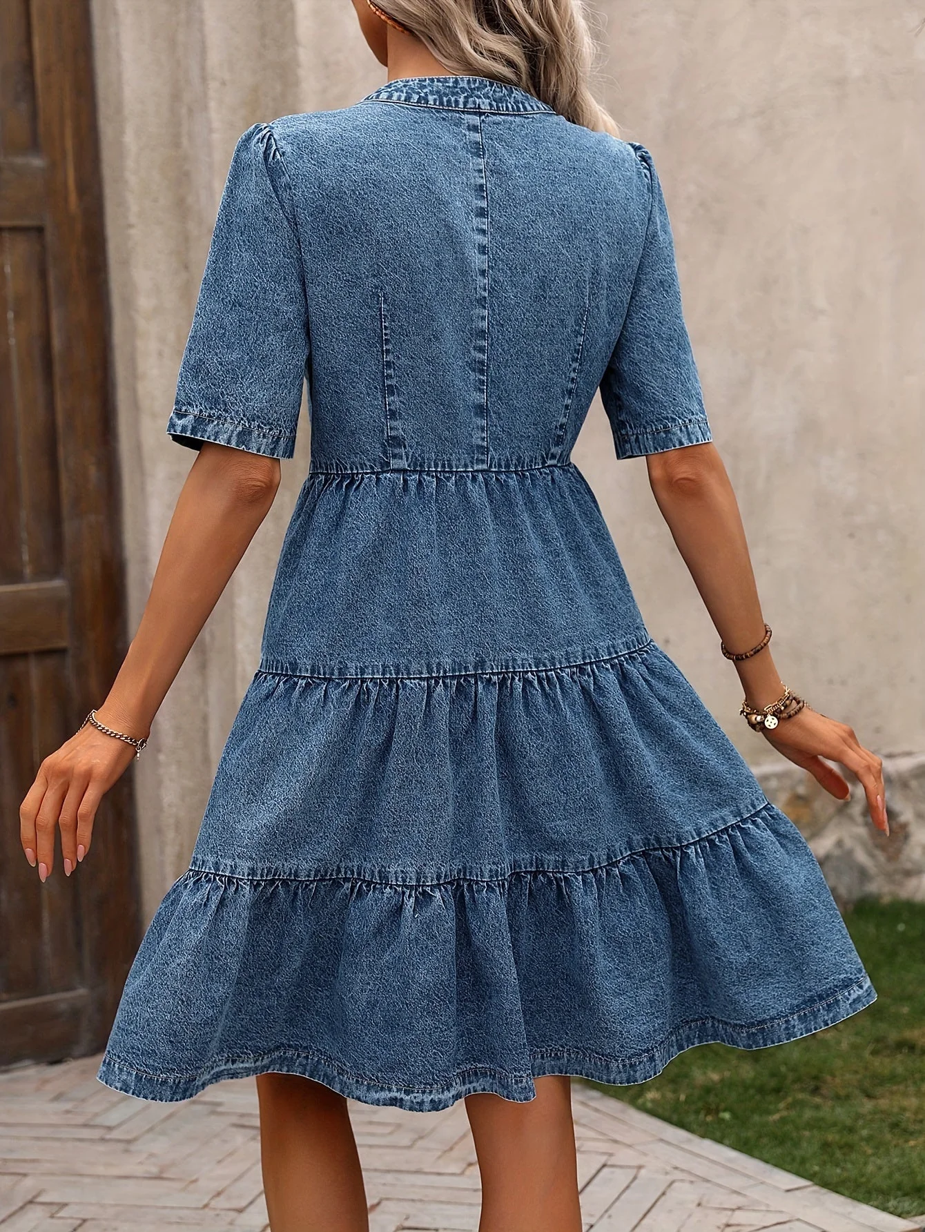 Damen Jeanskleid im eleganten Freizeitstil mit Knopfleiste – Perfekt für Frühling und Sommer - Image 6