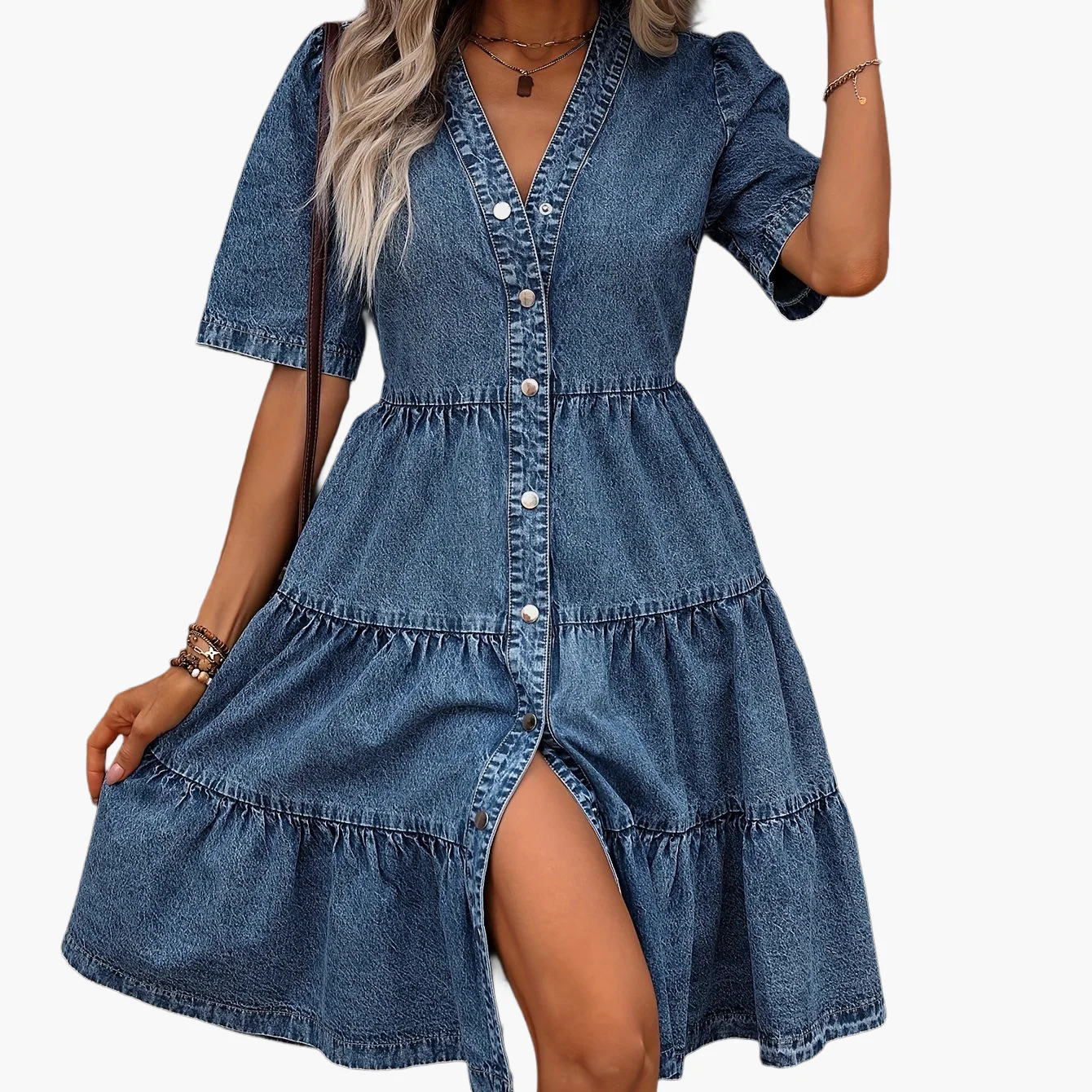 Damen Jeanskleid im eleganten Freizeitstil mit Knopfleiste – Perfekt für Frühling und Sommer - Image 7