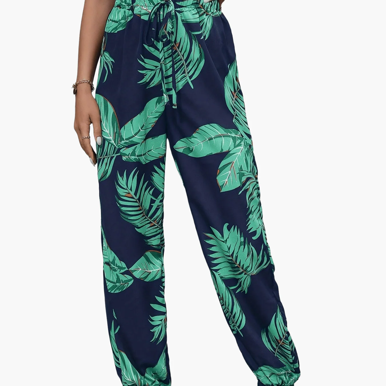 Damen Jogginghose im tropischen Urlaubsstil mit Pflanzenmuster – Perfekt für Frühling und Sommer - Image 9