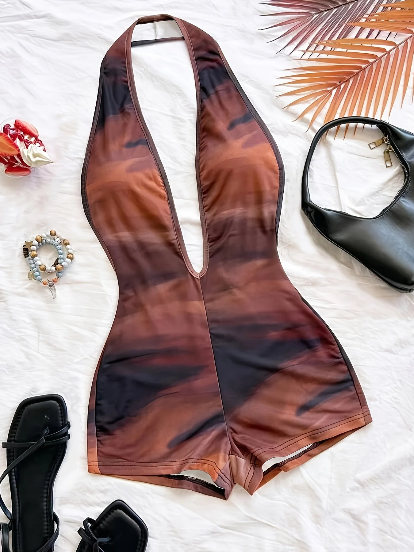 Damen Jumpsuit mit Animal-Print und tiefem Ausschnitt – Modischer Einteiler für Sommer, Strand & Party - Image 4