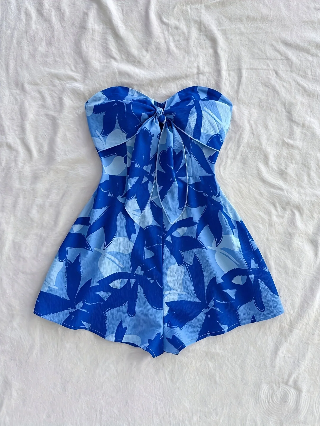 Damen Jumpsuit Bandeau Sommer Playsuit mit Blumenmuster und Schleifendetail – Perfekt für Urlaub und Freizeit - Image 3