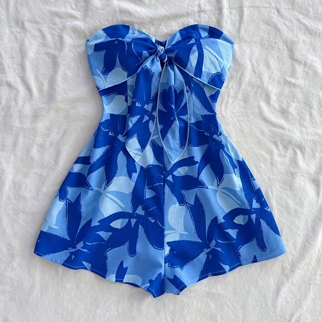 Damen Jumpsuit Bandeau Sommer Playsuit mit Blumenmuster und Schleifendetail – Perfekt für Urlaub und Freizeit - Image 6