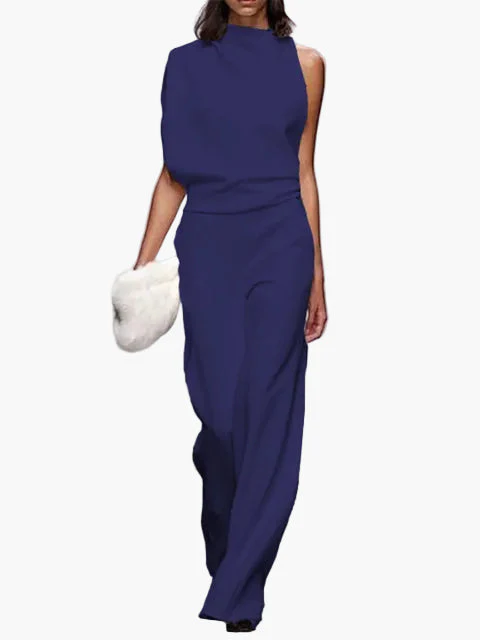 Damen Jumpsuit Elegant mit Weitem Bein, Ärmellos, Modernes Business & Freizeit Outfit - Image 10