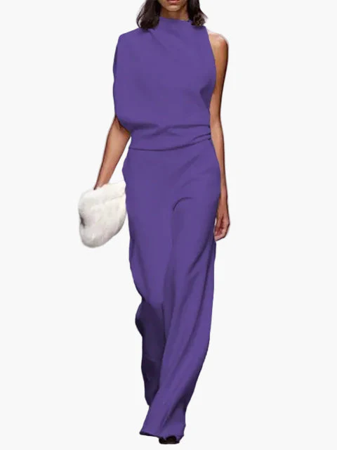 Damen Jumpsuit Elegant mit Weitem Bein, Ärmellos, Modernes Business & Freizeit Outfit - Image 4