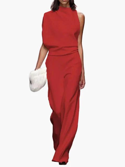 Damen Jumpsuit Elegant mit Weitem Bein, Ärmellos, Modernes Business & Freizeit Outfit - Image 7