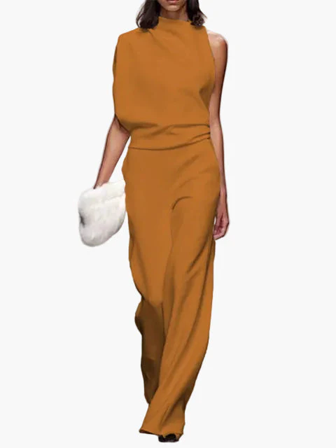 Damen Jumpsuit Elegant mit Weitem Bein, Ärmellos, Modernes Business & Freizeit Outfit - Image 9
