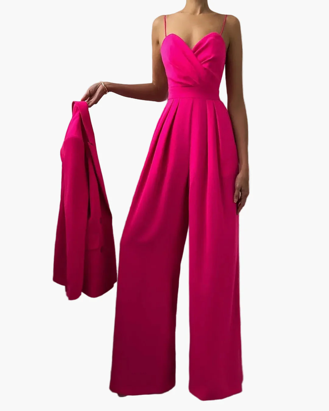 Damen Jumpsuit Elegant mit weitem Bein und Spaghettiträgern – Stilvoller Einteiler für festliche Anlässe und Alltag - Image 5