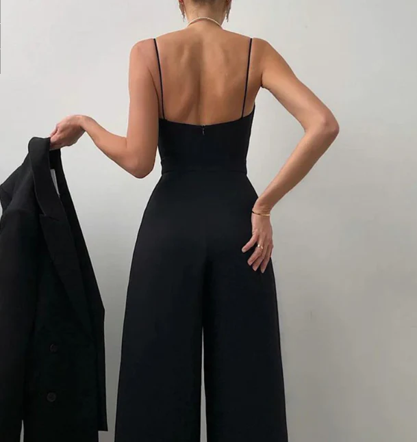 Damen Jumpsuit Elegant mit weitem Bein und Spaghettiträgern – Stilvoller Einteiler für festliche Anlässe und Alltag - Image 8