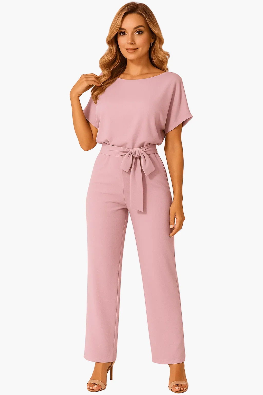 Damen Jumpsuit mit Gürtel – Eleganter Overall für Büro und Freizeit - Image 11