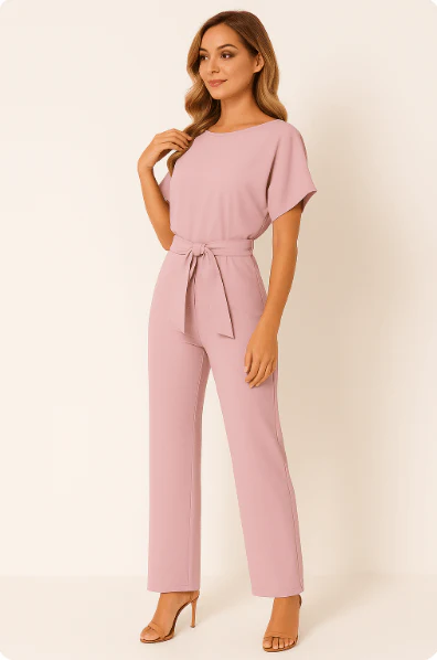 Damen Jumpsuit mit Gürtel – Eleganter Overall für Büro und Freizeit - Image 12