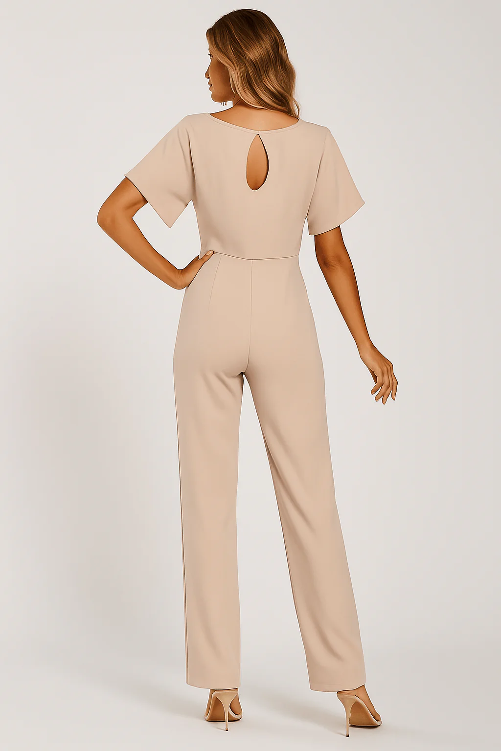 Damen Jumpsuit mit Gürtel – Eleganter Overall für Büro und Freizeit - Image 3