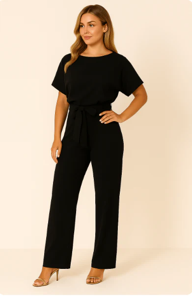 Damen Jumpsuit mit Gürtel – Eleganter Overall für Büro und Freizeit - Image 5
