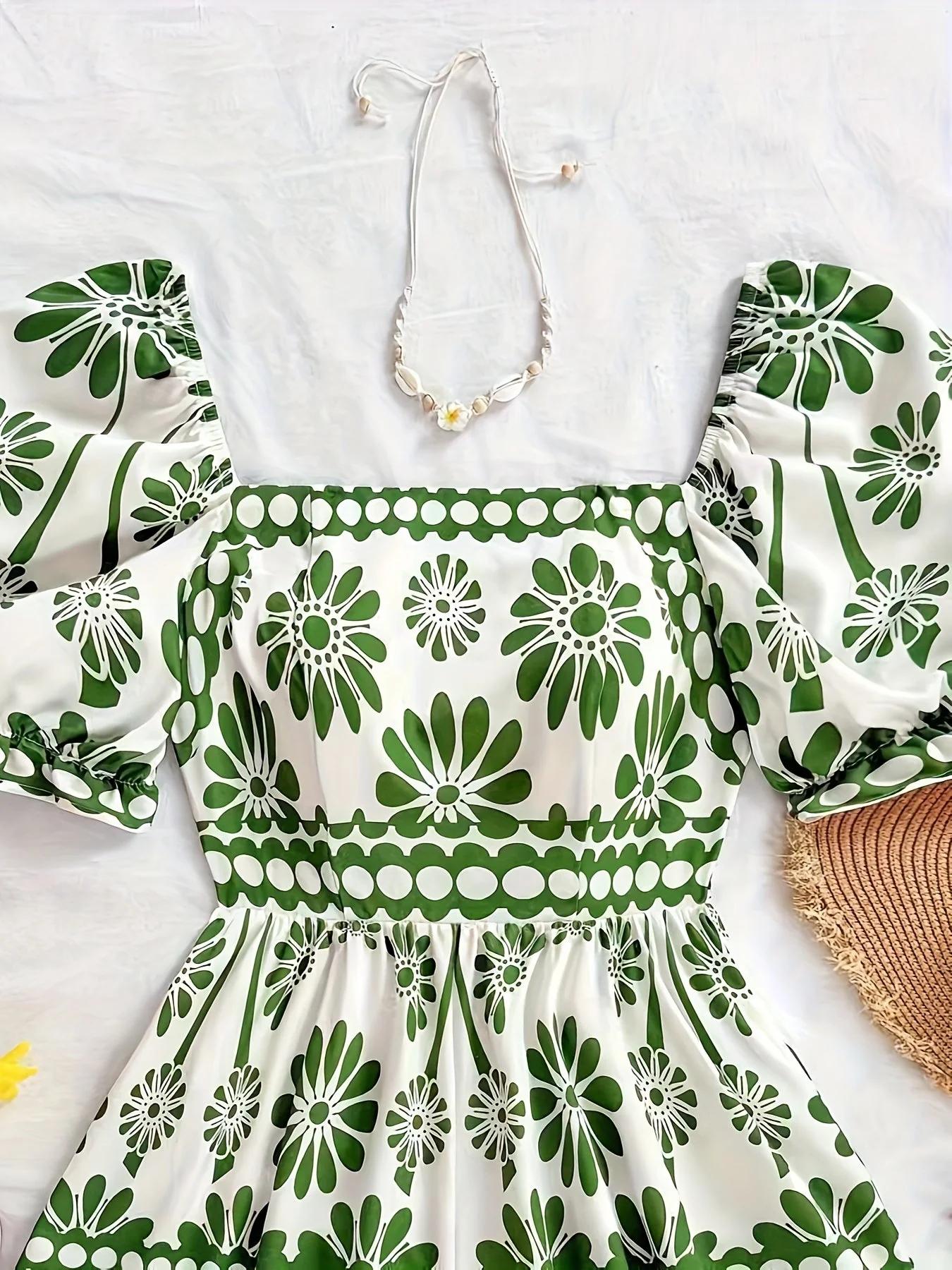 Damen Jumpsuit mit Puffärmeln und Vintage-Blumenmuster – Eleganter Einteiler für Sommer und Freizeit - Image 5