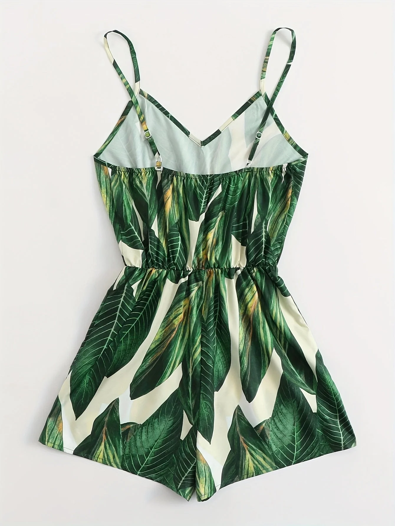 Damen Jumpsuit mit tropischem Blätter-Print – Sommerlicher Einteiler für Urlaub & Freizeit - Image 3