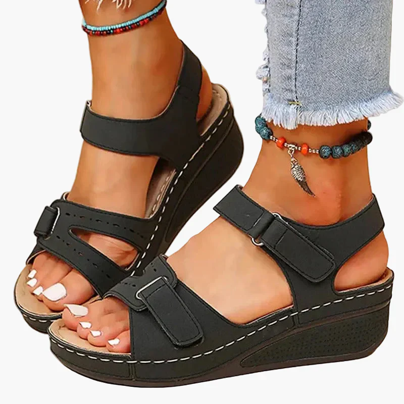 Damen Keilsandalen mit ergonomischer Sohle und Klettverschluss – Komfortable Sommerschuhe für Alltag und Freizeit