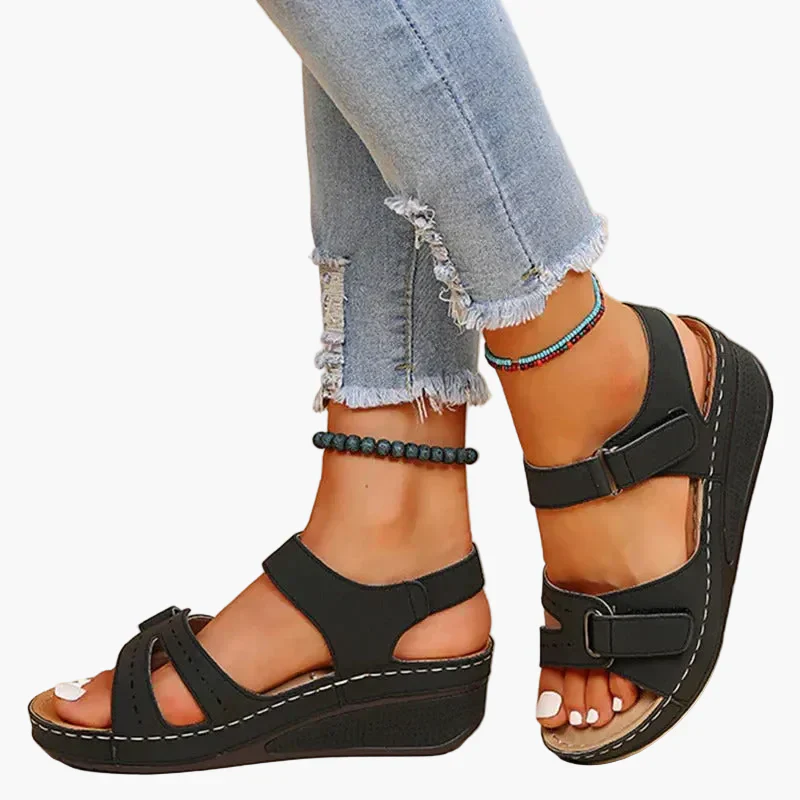 Damen Keilsandalen mit ergonomischer Sohle und Klettverschluss – Komfortable Sommerschuhe für Alltag und Freizeit - Image 2