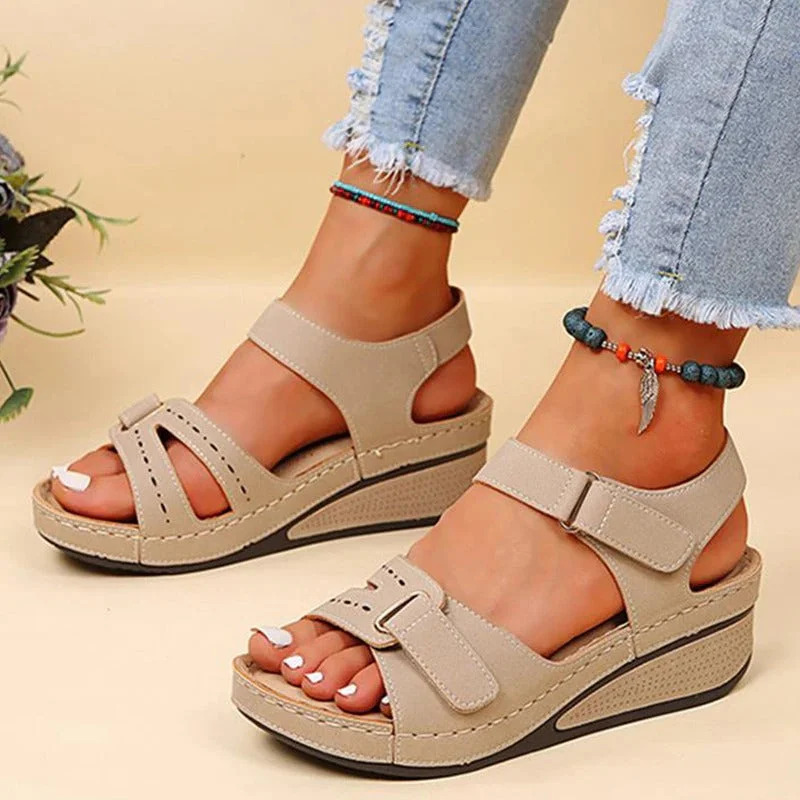 Damen Keilsandalen mit ergonomischer Sohle und Klettverschluss – Komfortable Sommerschuhe für Alltag und Freizeit - Image 6