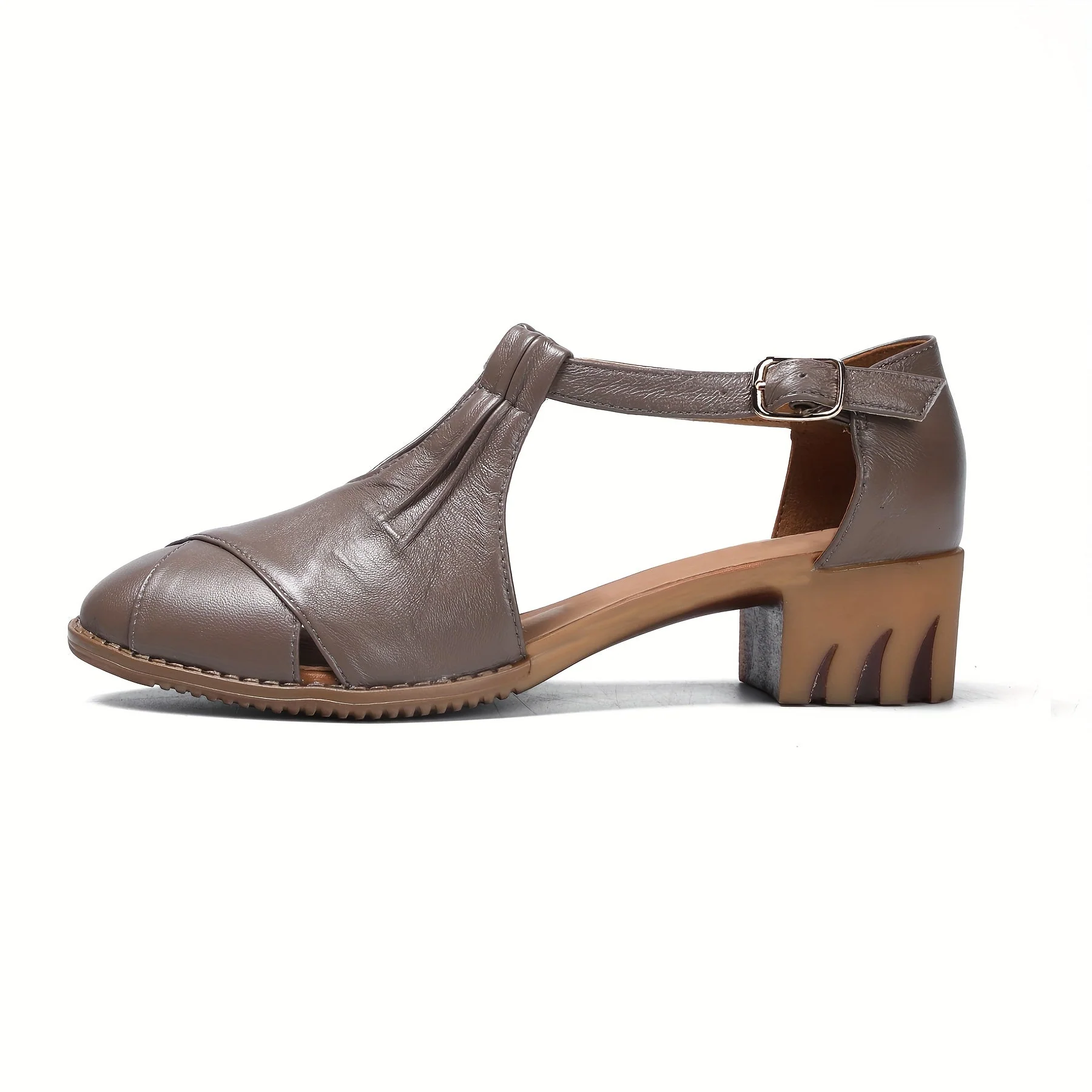 Damen Komfort-Sandalen mit Blockabsatz und elegantem T-Riemen für Alltag und Büro - Image 6