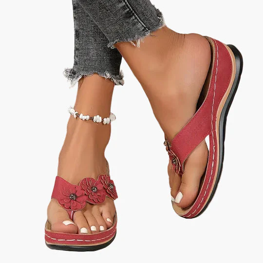Damen Komfort-Sandalen mit Blumenapplikation – Bequeme Sommer Zehentrenner für Alltag & Freizeit - Image 5