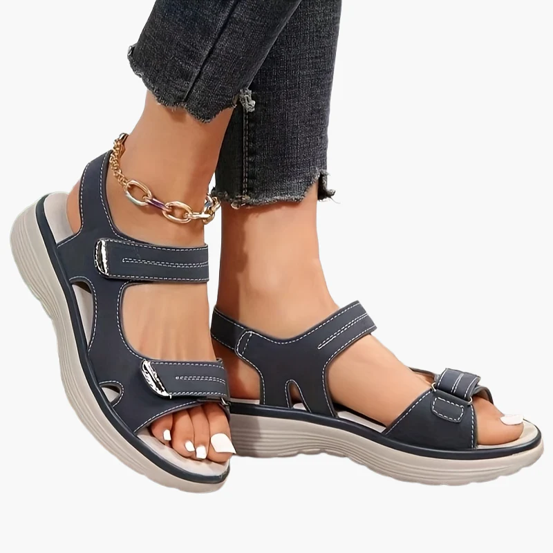 Damen Komfort-Sandalen mit Klettverschluss – Alltag & Freizeit, Offene Zehen, Plateausohle - Image 13
