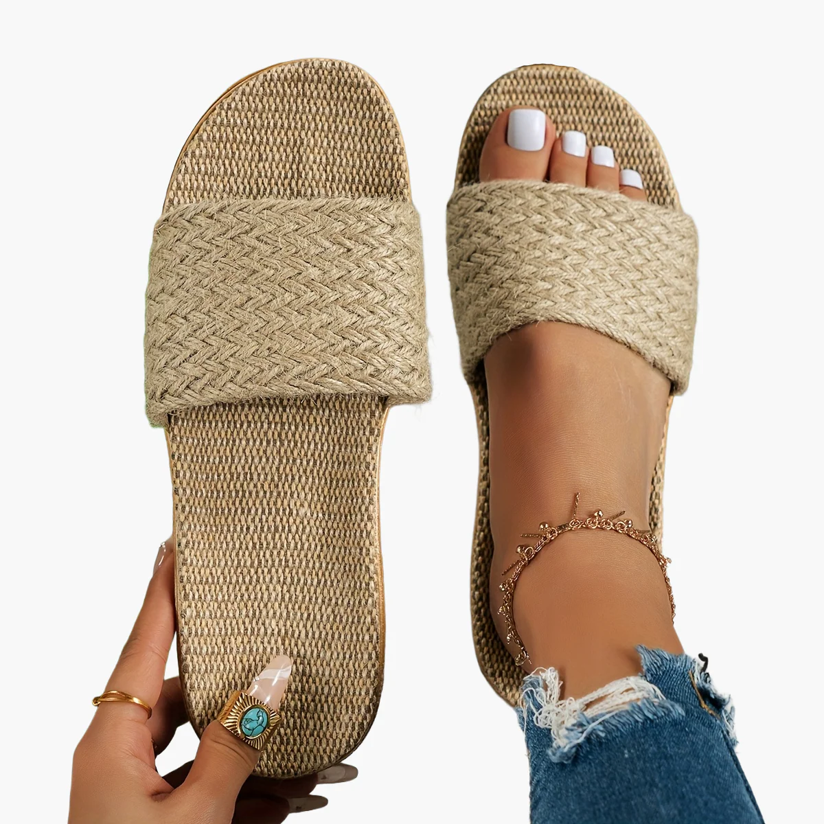 Damen Komfort-Sommerpantoletten im Casual Stil – Flache Slipper, Bequeme Hausschuhe, Offene Zehen - Image 22