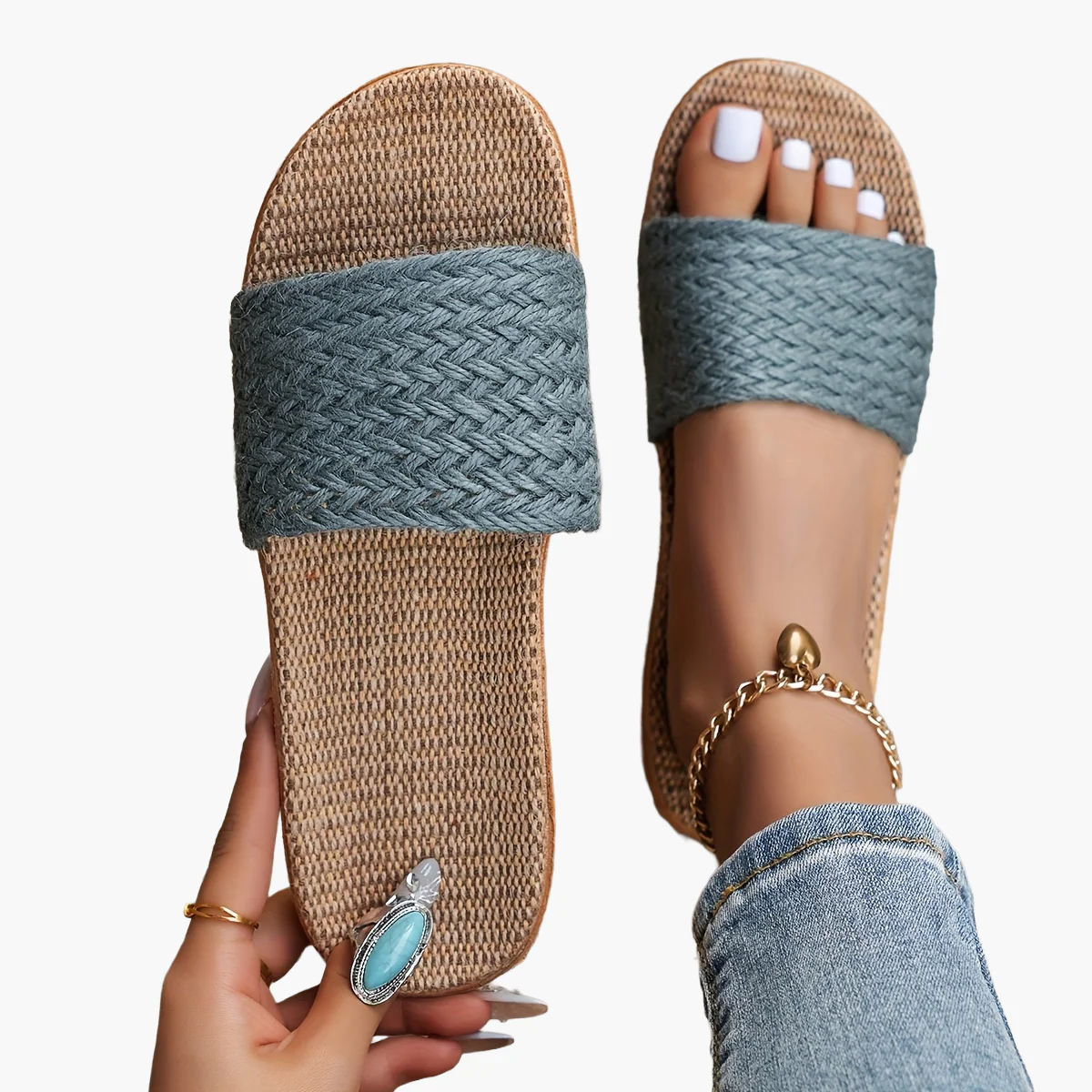 Damen Komfort-Sommerpantoletten im Casual Stil – Flache Slipper, Bequeme Hausschuhe, Offene Zehen - Image 24