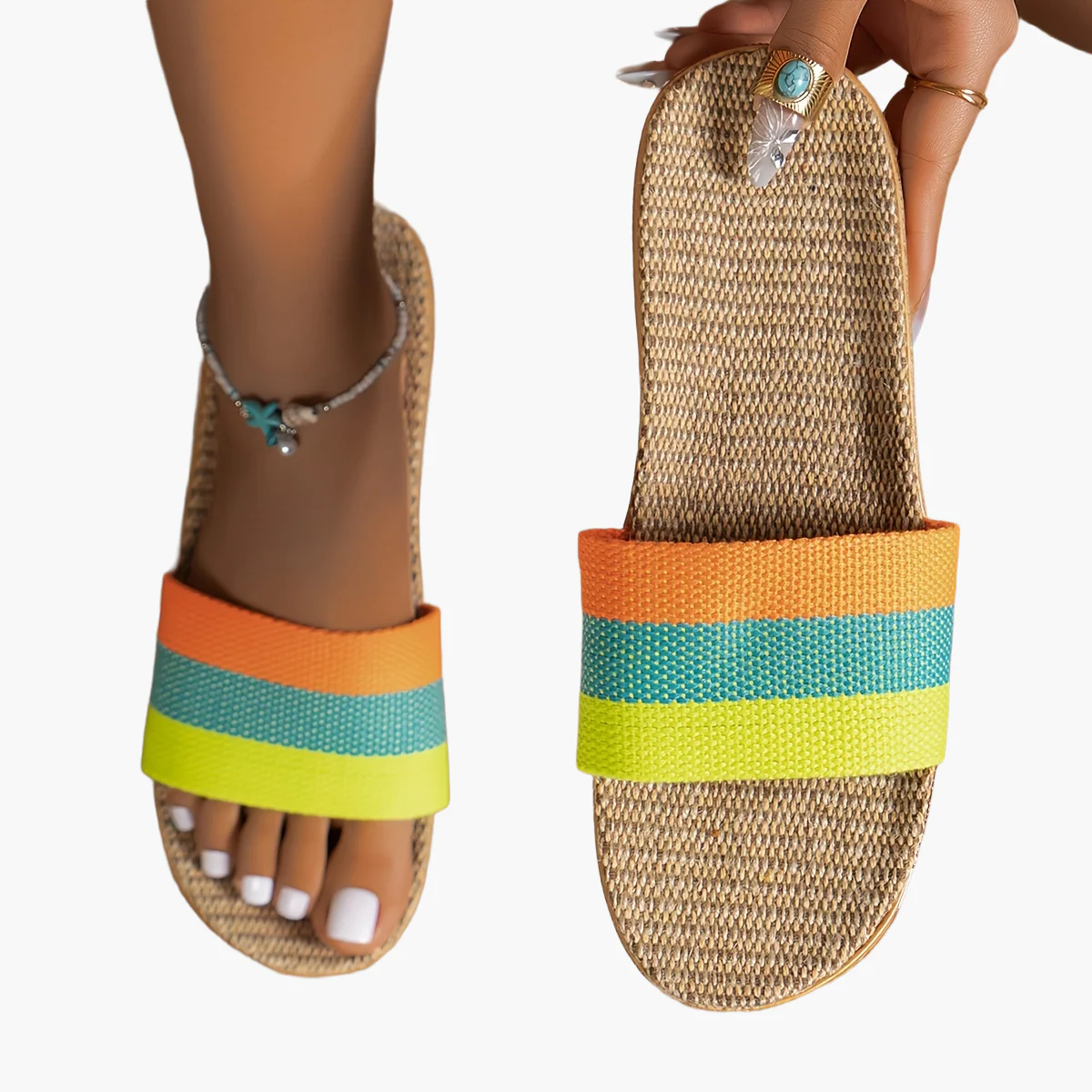 Damen Komfort-Sommerpantoletten im Casual Stil – Flache Slipper, Bequeme Hausschuhe, Offene Zehen - Image 28
