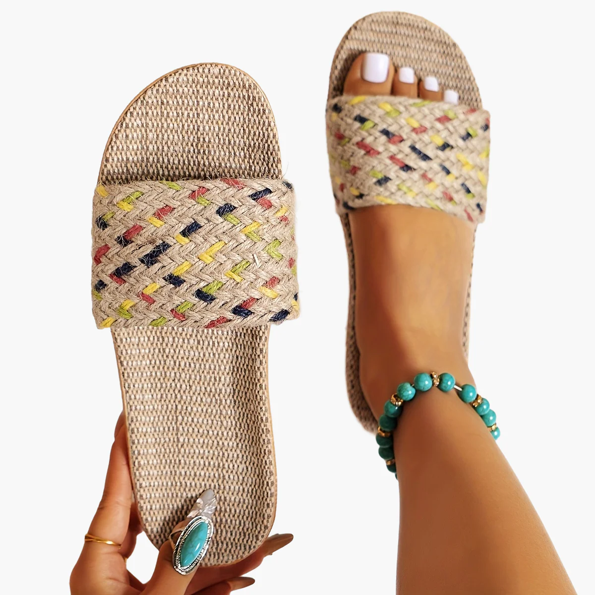 Damen Komfort-Sommerpantoletten im Casual Stil – Flache Slipper, Bequeme Hausschuhe, Offene Zehen - Image 30
