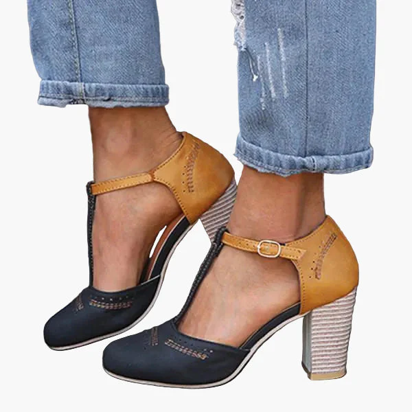Damen Komfort-T-Strap Pumps mit Blockabsatz – Elegante Schuhe für Büro, Freizeit & festliche Anlässe - Image 3