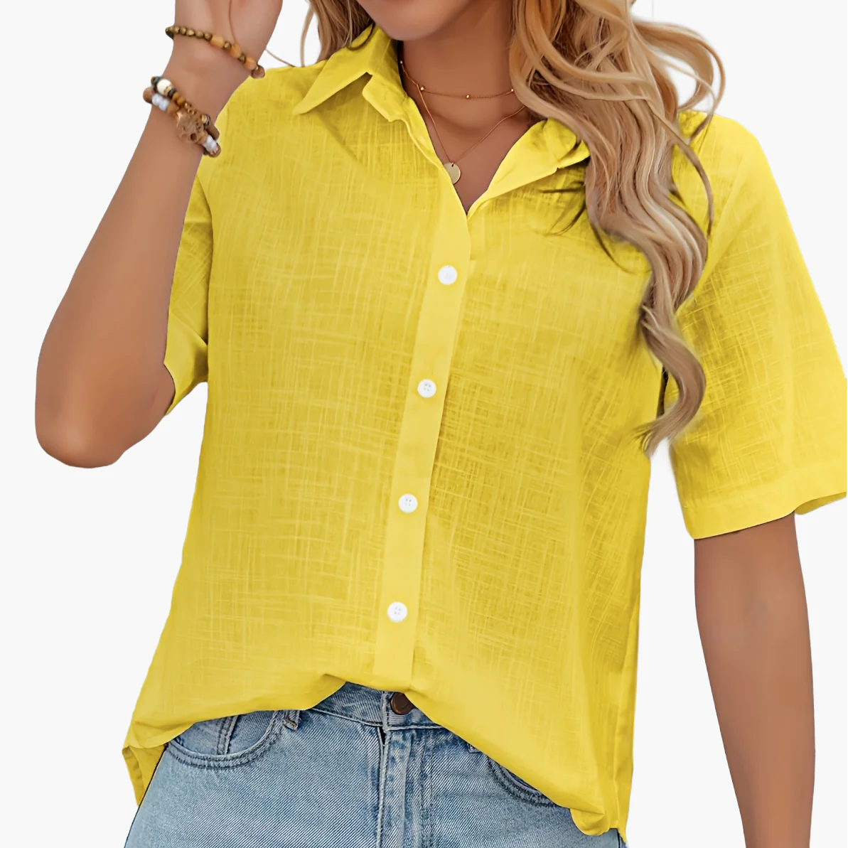 Damen Kurzarm Bluse mit Herzmuster, Casual Sommer Hemd, Modische Freizeitbekleidung - Image 19