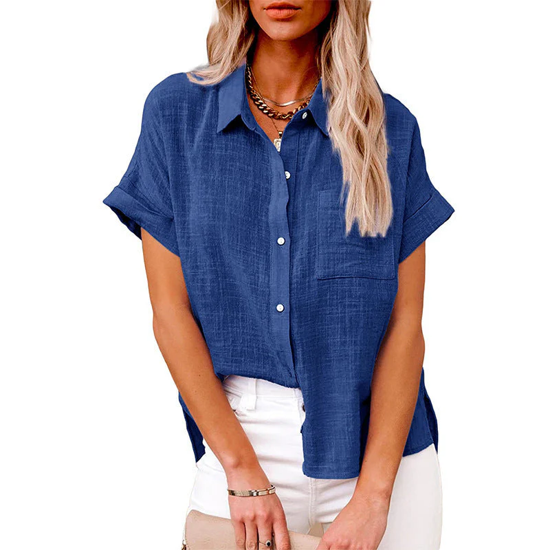 Damen Kurzarm Bluse Locker Modern Freizeit Hemd Top - Image 5