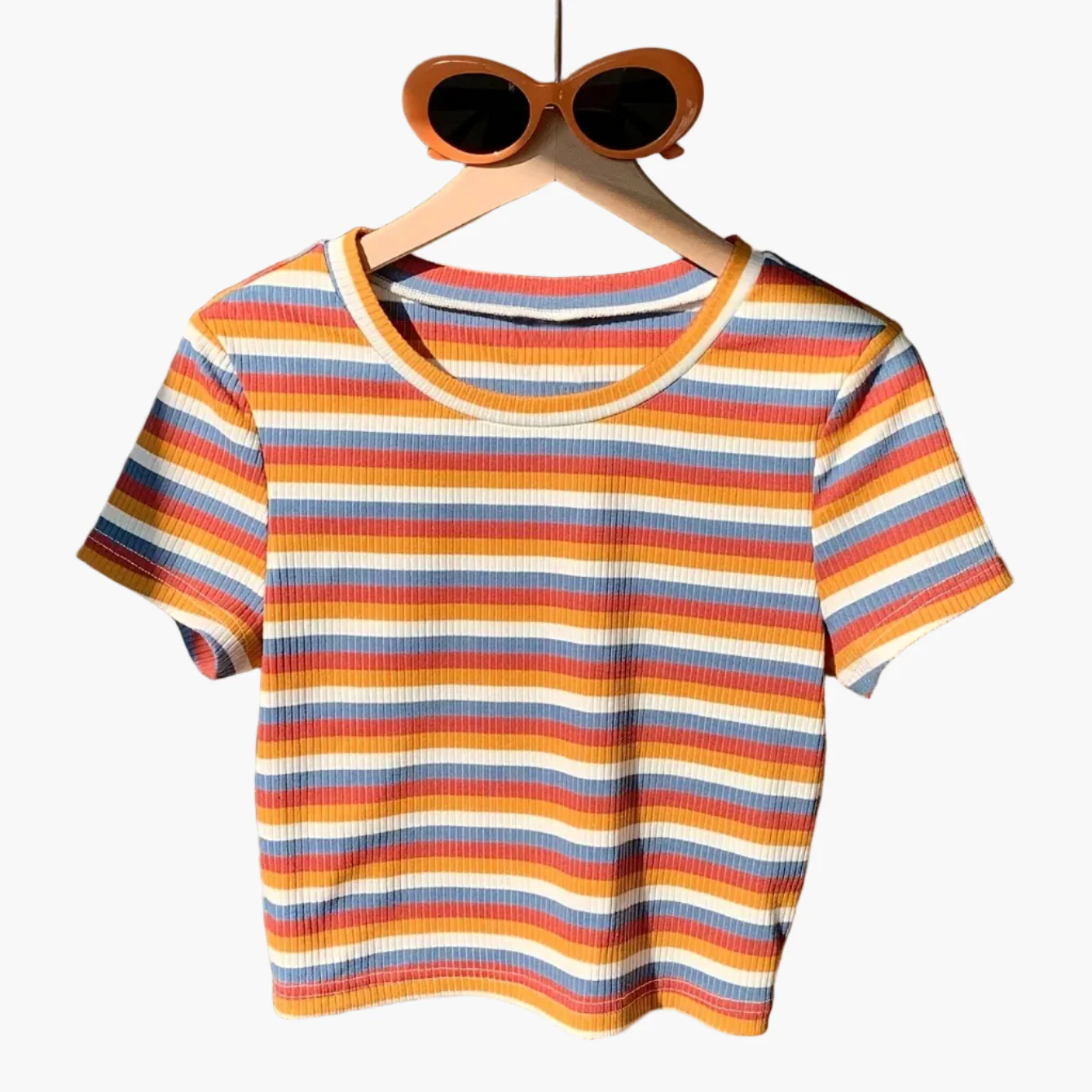 Damen Kurzarm T-Shirt mit Streifenmuster – Modernes Freizeitshirt im Retro-Stil - Image 11