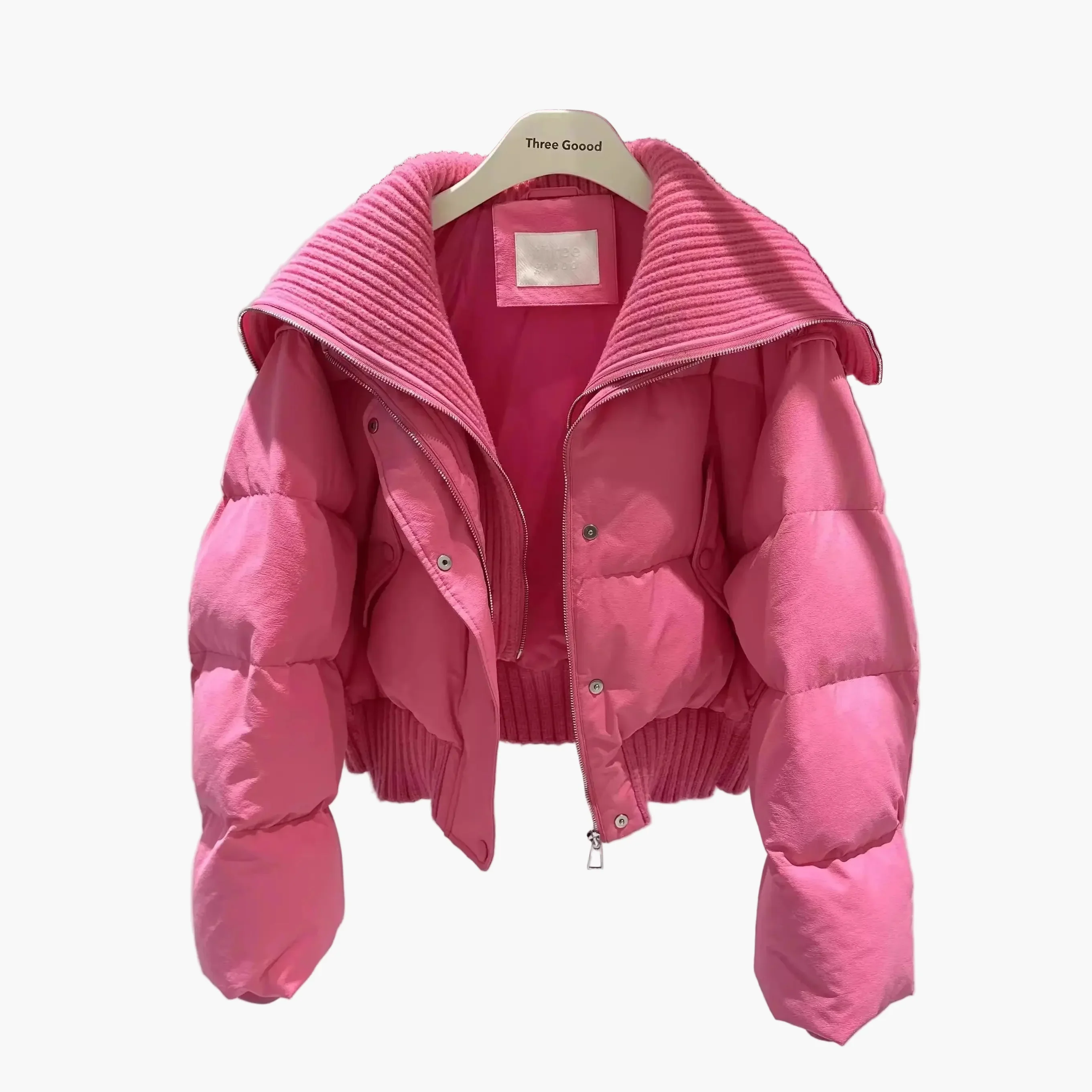 Damen Kurze Steppjacke mit großem Kragen – Modische Winterjacke für Alltag und Freizeit - Image 2