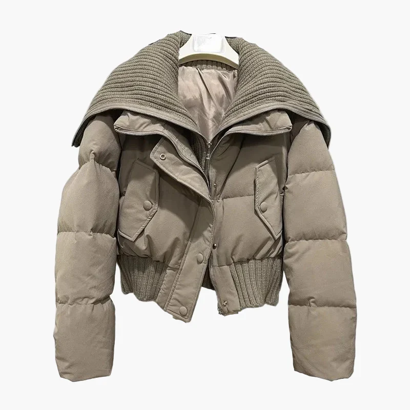 Damen Kurze Steppjacke mit großem Kragen – Modische Winterjacke für Alltag und Freizeit - Image 4