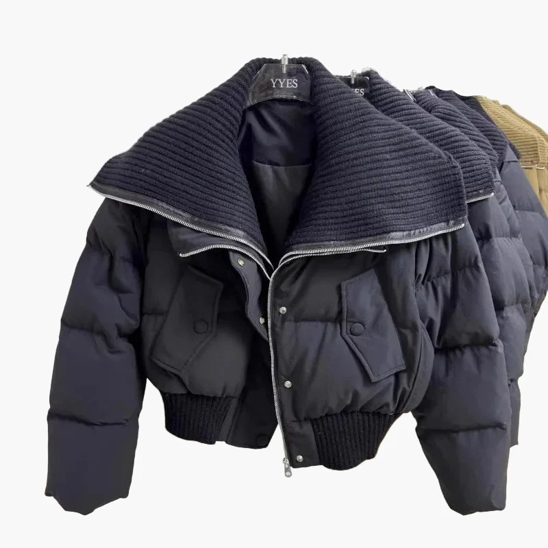 Damen Kurze Steppjacke mit großem Kragen – Modische Winterjacke für Alltag und Freizeit - Image 6