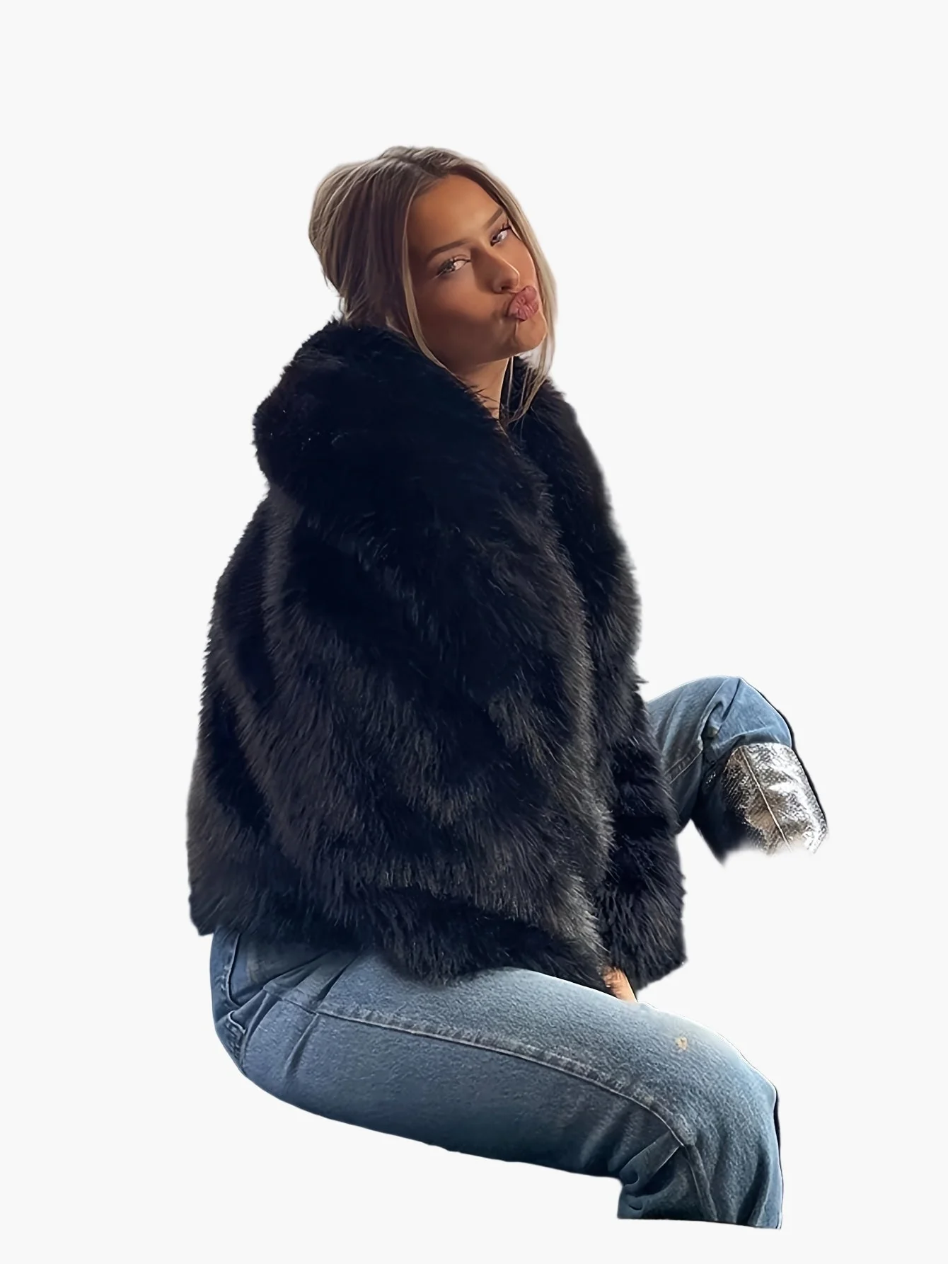 Damen Kurzjacke Kunstfell Elegant Winterjacke für Freizeit & Ausgehen - Image 6