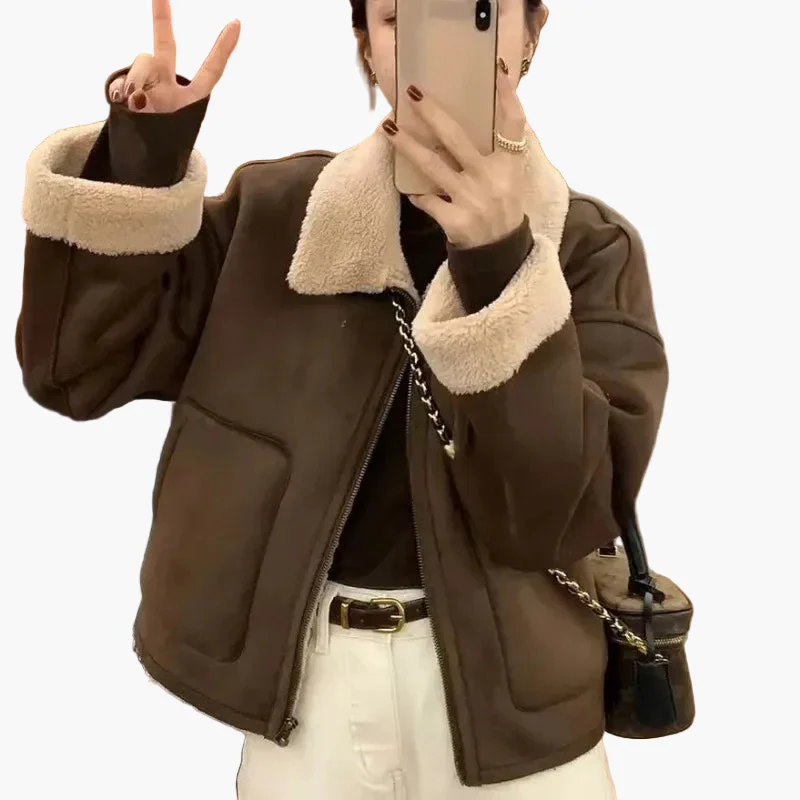 Damen Lässige Herbst Winter Kurzjacke mit Umlegekragen – Urban Street Style für Alltag und Freizeit - Image 2