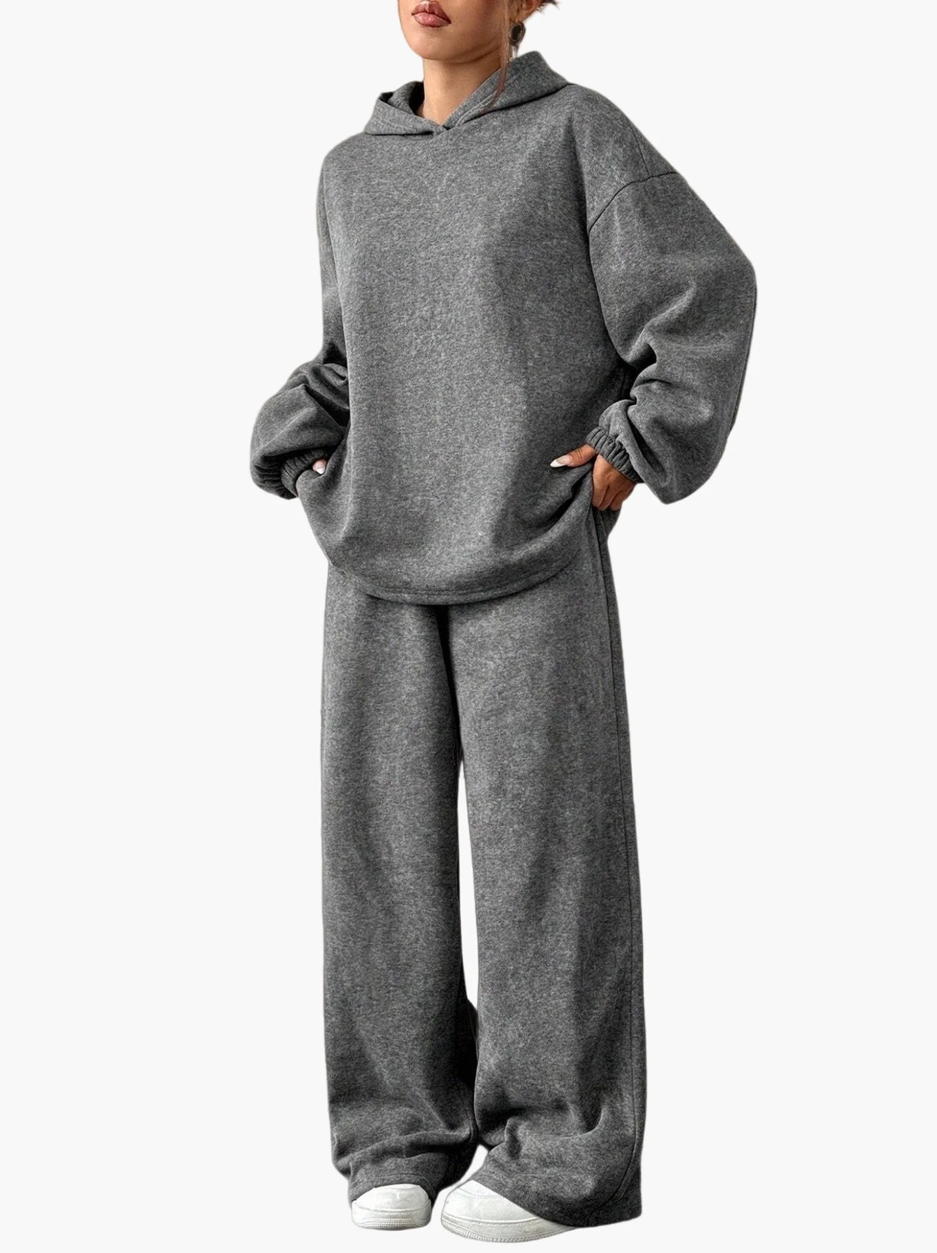 Damen Lounge Set mit Kapuzenpullover und Weitbein-Hose für Freizeit und Sport - Image 3