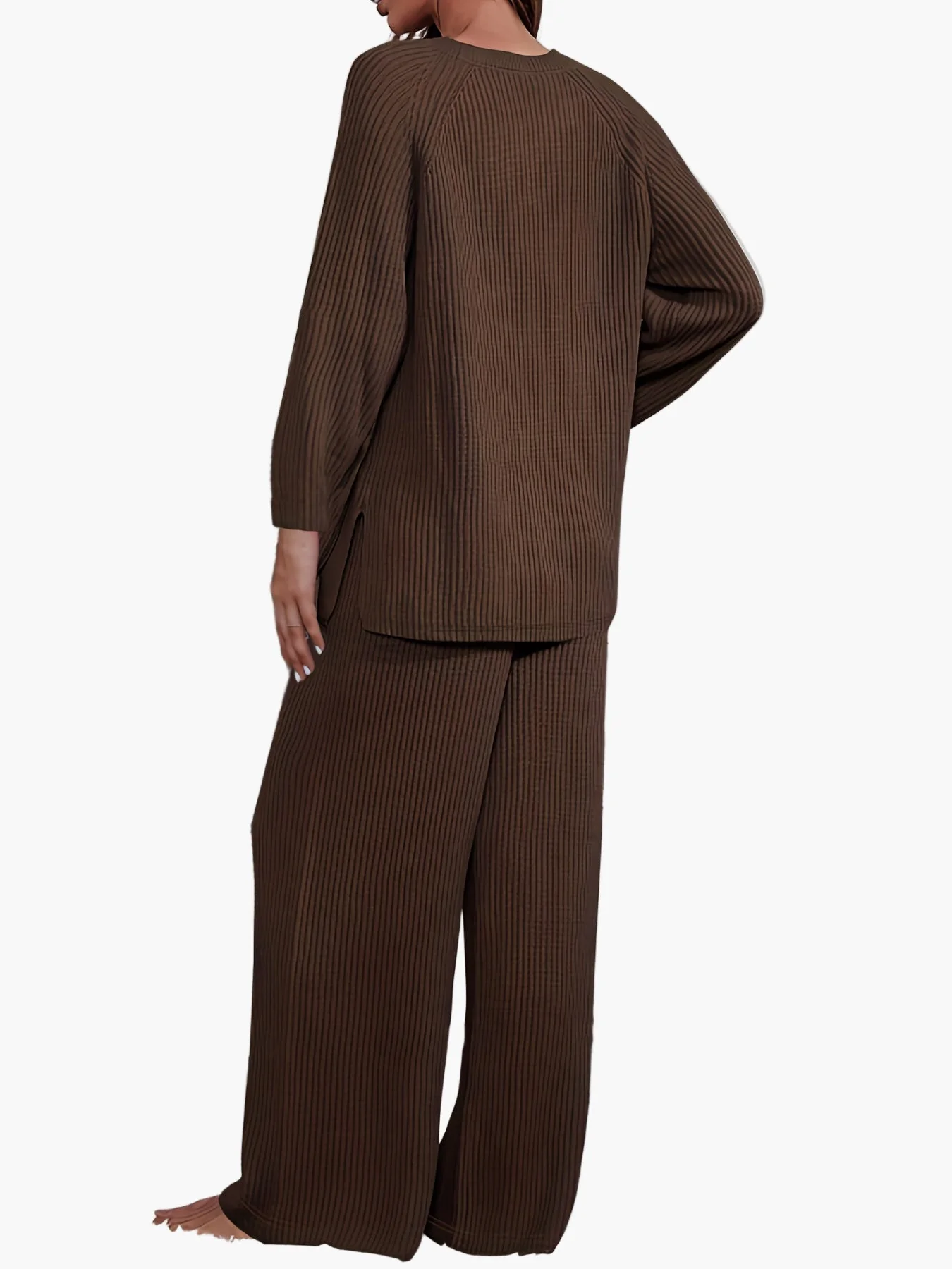 Damen Lounge Set Zweiteiler mit weitem Bein – Bequemes Freizeit Outfit für Zuhause und Alltag - Image 2
