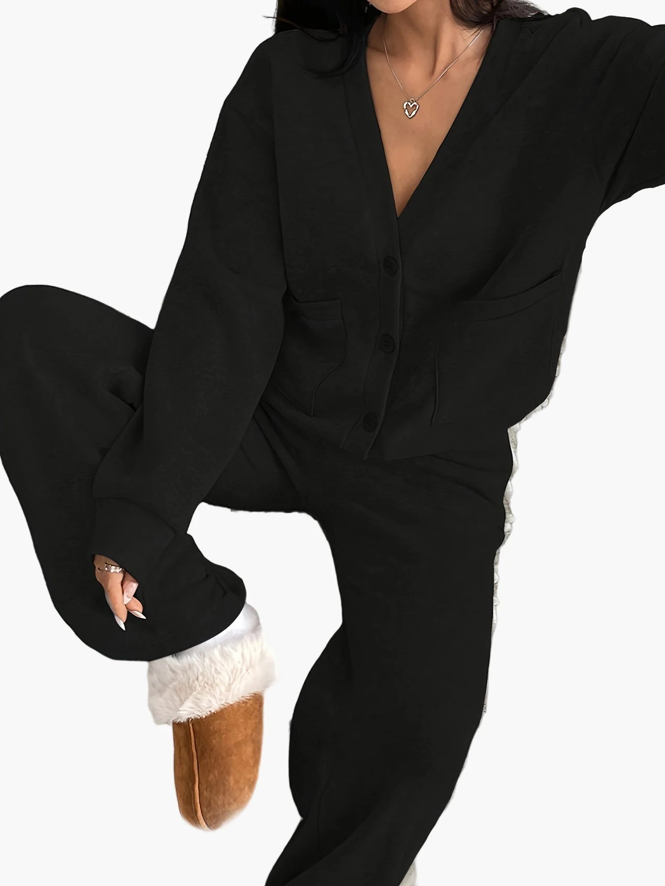 Damen Loungewear Set – Bequemer Freizeitanzug mit Knopfleiste für Zuhause und Alltag - Image 8